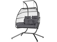 Dubbele roten hangstoel met standaard - afbeelding 3 van  7