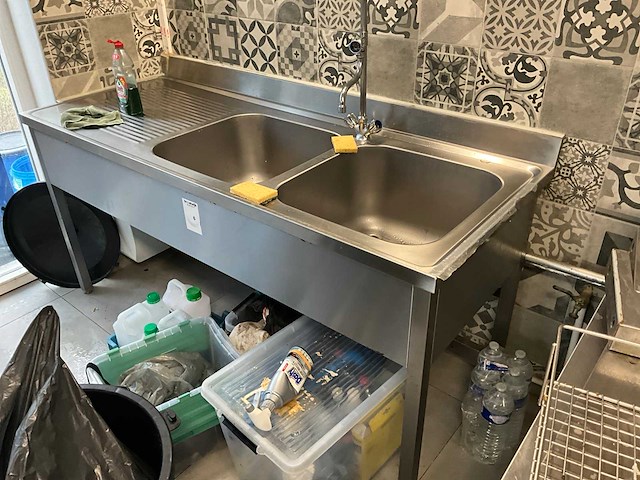 Dubbele spoelbak rvs - afbeelding 1 van  3