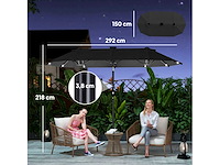 Dubbele tuinparasol 3 x 1,5 m, buitenparasol met zonne-verlichting, slinger en 2 ventilatieroosters, grijs - afbeelding 3 van  8