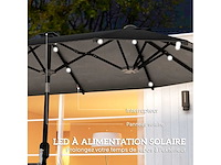 Dubbele tuinparasol 3 x 1,5 m, buitenparasol met zonne-verlichting, slinger en 2 ventilatieroosters, grijs - afbeelding 4 van  8