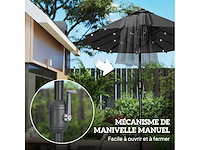 Dubbele tuinparasol 3 x 1,5 m, buitenparasol met zonne-verlichting, slinger en 2 ventilatieroosters, grijs - afbeelding 7 van  8