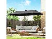Dubbele tuinparasol 3 x 1,5 m, buitenparasol met zonne-verlichting, slinger en 2 ventilatieroosters, grijs - afbeelding 8 van  8