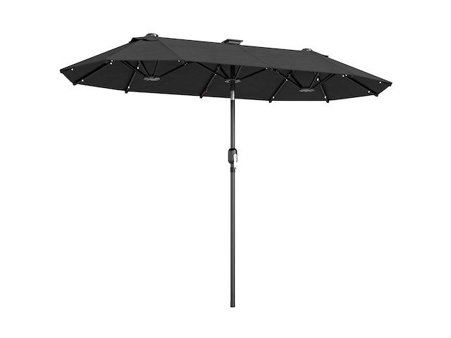 Dubbele tuinparasol 3 x 1,5 m, buitenparasol met zonne-verlichting, slinger en 2 ventilatieroosters, grijs - afbeelding 1 van  2