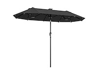 Dubbele tuinparasol 3 x 1,5 m, buitenparasol met zonne-verlichting, slinger en 2 ventilatieroosters, grijs - afbeelding 1 van  2