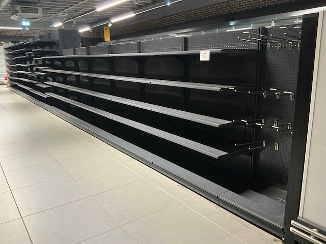 Dubbelzijdig winkel rek (+/- 20 lm) - afbeelding 1 van  6