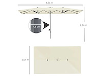 Dubbelzijdige parasol, 451 x 264 cm parasol met krukassysteem - afbeelding 4 van  5