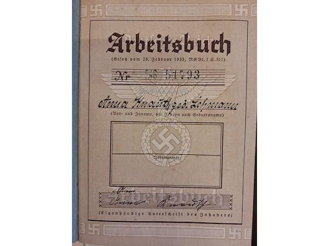 Duits arbeidsboekje 1937 - afbeelding 2 van  5