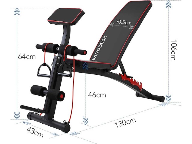 Dumbbell bank multi-hoek verstelbare gewichtsbank, 150kg gewicht, zwart - afbeelding 4 van  10