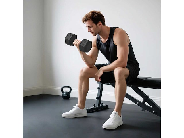 Dumbbell gewicht 20 kg - 1 stuk, hex dumbbell krachttraining & gewichtheffen - metaal zwart rubber - afbeelding 1 van  3