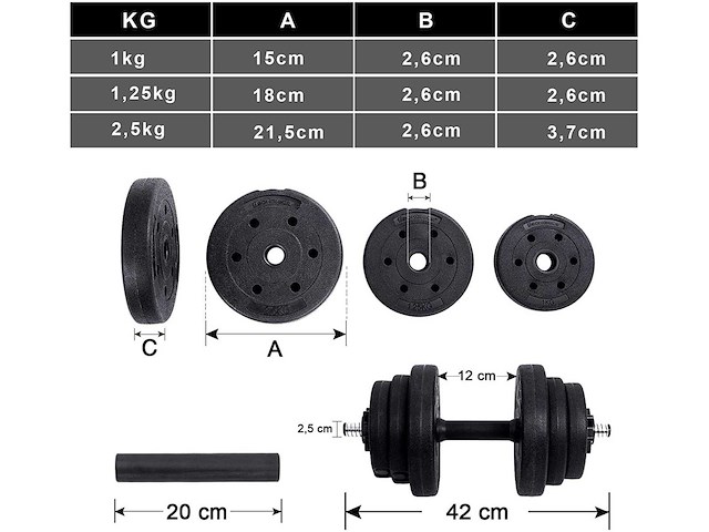 Dumbbell kit verstelbaar gewicht met stuur - afbeelding 6 van  7