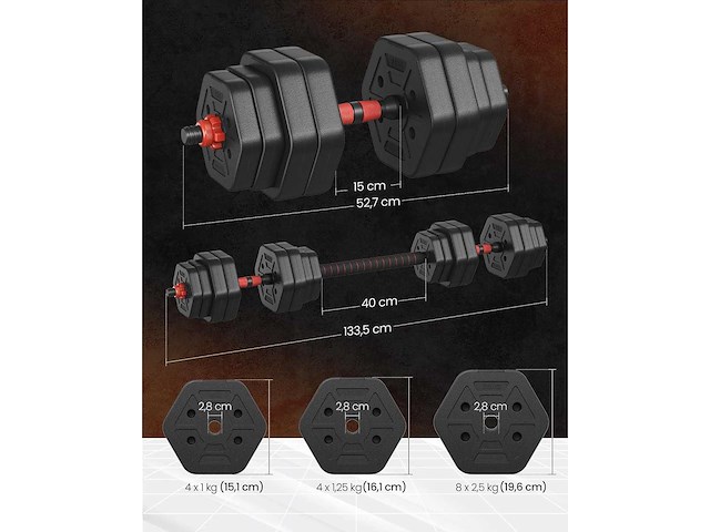 Dumbbell-set met verbindingsstang - afbeelding 5 van  5