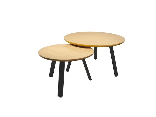 Duo salontafels pan in massief hout - afbeelding 1 van  1