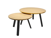 Duo salontafels pan in massief hout - afbeelding 1 van  1