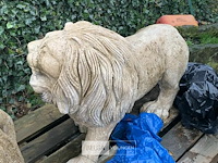 Duo van twee leeuwen in steen - afbeelding 2 van  4