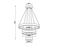 Duora design hanglamp zand zwart 20cm&40cm&60cm trio ring 60w led cct 3 kleur & 3 stappen dimmen(1x) - afbeelding 2 van  6