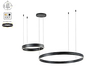 Duora design hanglamp zand zwart 80cm&40cm duo ring 60w led cct 3 kleur & 3 stappen dimmen(1x) - afbeelding 2 van  5