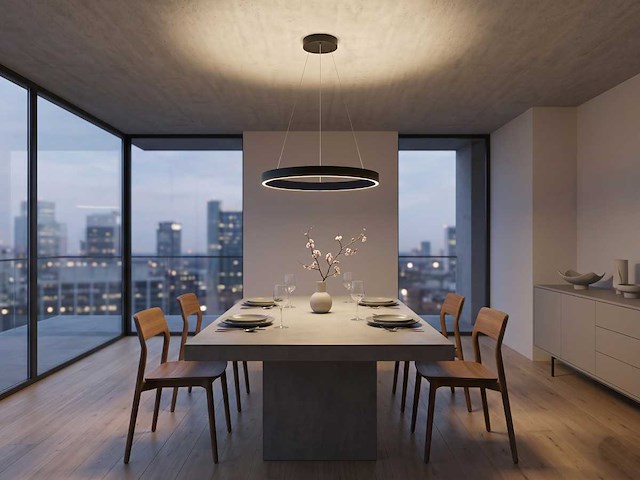 Duora design hanglamp zwart 60cm 40w led cct 3 kleur & 3 stappen dimmen(2x) - afbeelding 3 van  5