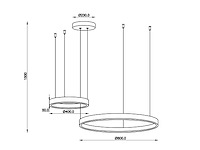 Duora zand zwart en goud hanglamp 80cm&40cm duo ring 60w led 3cct & 3 stappen dim(2x) - afbeelding 2 van  4