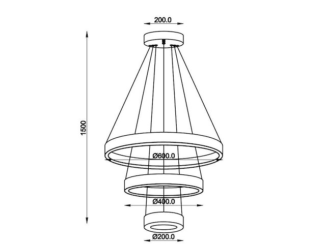 Duora zand zwart hanglamp 20cm&40cm&60cm trio ring 60w led 3cct & 3 stappen dim(1x) - afbeelding 2 van  6