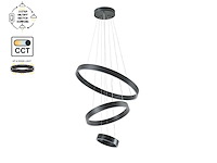 Duora zand zwart hanglamp 20cm&40cm&60cm trio ring 60w led 3cct & 3 stappen dim(1x) - afbeelding 5 van  6