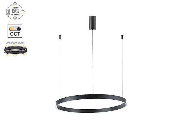 Duora zand zwart hanglamp 80cm 50w led cct 3 kleur & 3 stappen dimmen(1x) - afbeelding 5 van  6