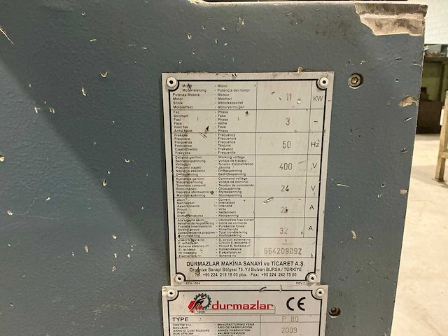 Durmazlar p80 ponsmachine - afbeelding 6 van  8
