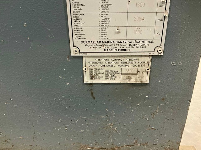 Durmazlar p80 ponsmachine - afbeelding 8 van  8