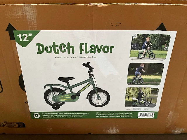 Dutch flavor kinderfiets groen met zijwieltjes 12” - afbeelding 3 van  12