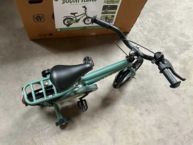 Dutch flavor kinderfiets groen met zijwieltjes 12” - afbeelding 8 van  12