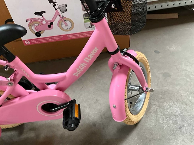 Dutch flavor kinderfiets roze met zijwieltjes 12” - afbeelding 5 van  11