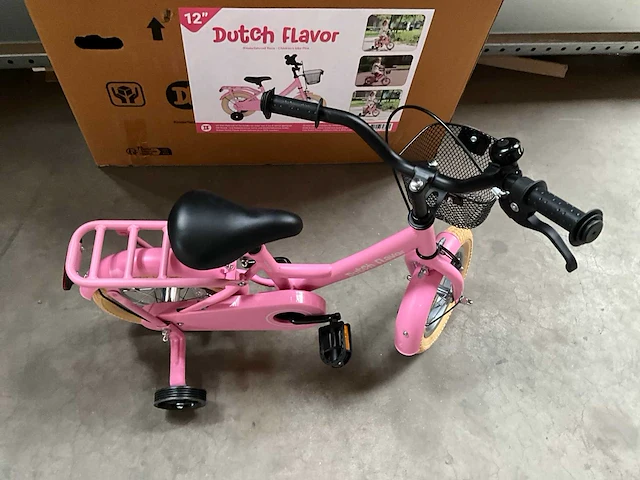 Dutch flavor kinderfiets roze met zijwieltjes 12” - afbeelding 6 van  11
