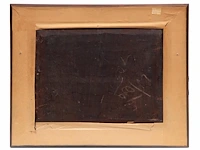 Dutch romantic school, ice skaters near a windmill, oil on mahogany 32 x 42 cm. (12.59 x 16.53 in.), frame: 45 x 55 cm. (17.71 x 21.64 in.) - afbeelding 3 van  5