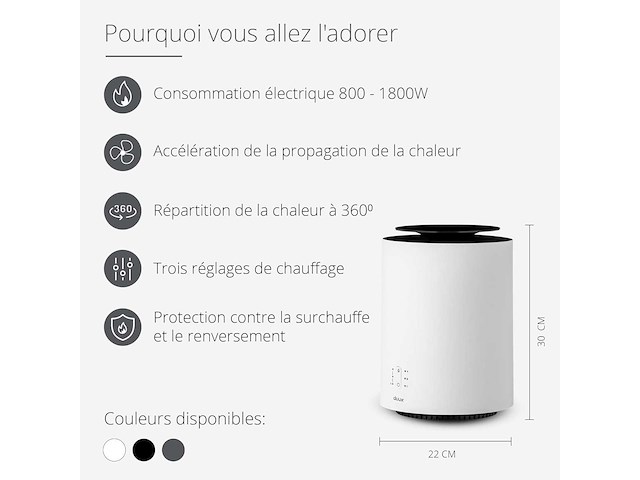 Duux threesixty 2 360° keramische hulpverwarming - programmeerbare blower - afbeelding 3 van  7