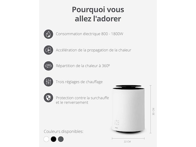 Duux threesixty 2 keramische hulpverwarming 360° - blaas - afbeelding 3 van  6