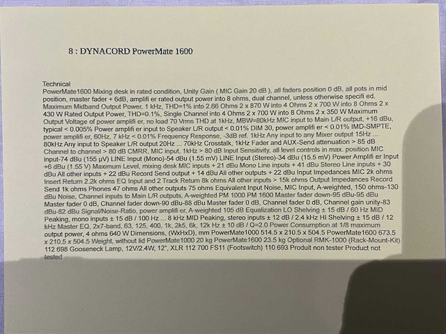 Dynacord powermate 1600 analoge mengtafel - afbeelding 4 van  4