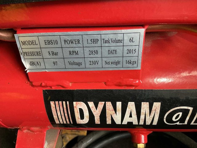 Dynamair ebs10 hogedrukcompressor - afbeelding 3 van  3
