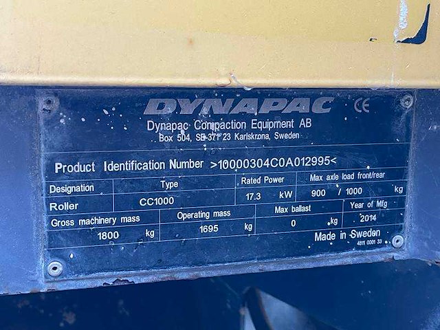 Dynapac - cc 1000 - asphalt paver - 2014 - afbeelding 19 van  20