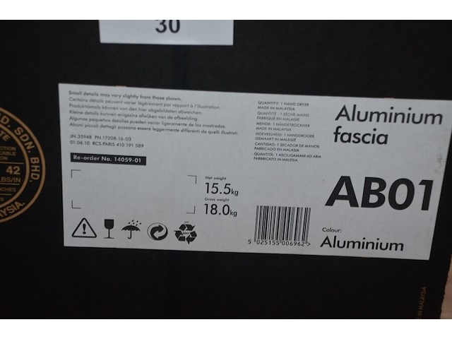 Dyson airblade ab01 aluminium handdroger (b421) - afbeelding 4 van  5