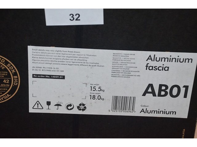 Dyson airblade ab01 aluminium handdroger (b421) - afbeelding 4 van  5