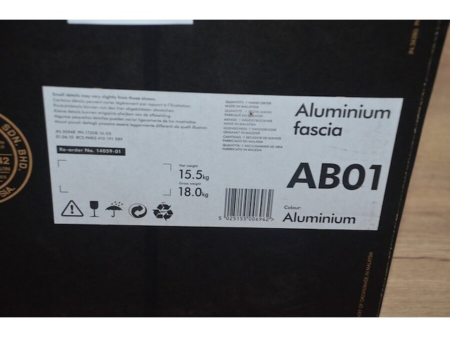 Dyson airblade ab01 aluminium handdroger (b421) - afbeelding 4 van  5