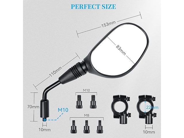 E-gekeurde motorfietsspiegelset - afbeelding 3 van  4