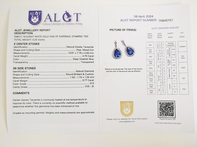 Earrings tanzanite - afbeelding 6 van  6