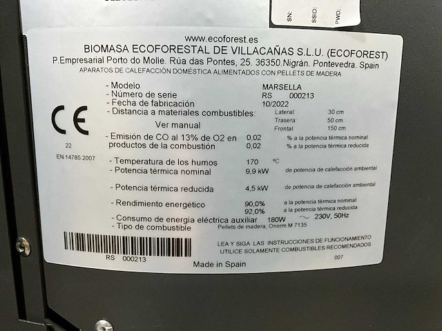 Ecoforest marsella - zwart - pelletkachel + optie kit up cc - afbeelding 9 van  9