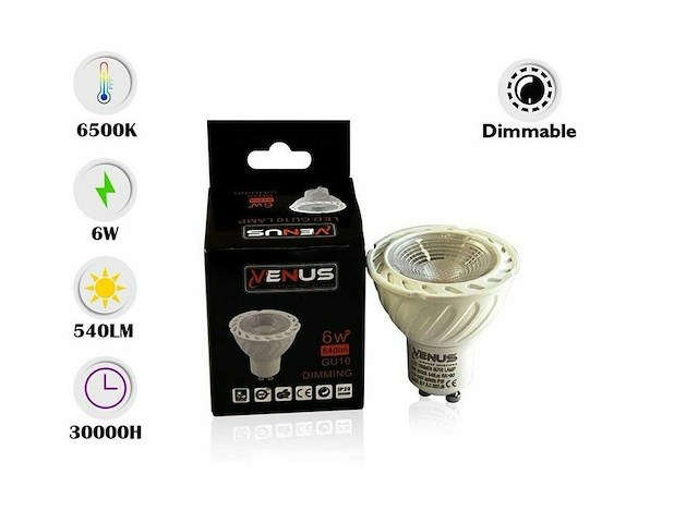 Ed-spot gu10 – 6w – dimbaar – 6500k koud wit – ip20 (x100) - afbeelding 1 van  5