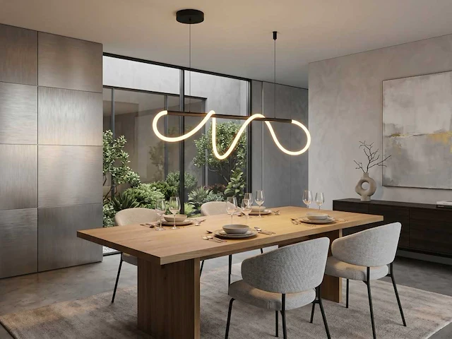 Edera design hanglamp zand zwart 110cm 40w led cct 3 kleur & 3 stappen dimmen(1x) - afbeelding 3 van  6