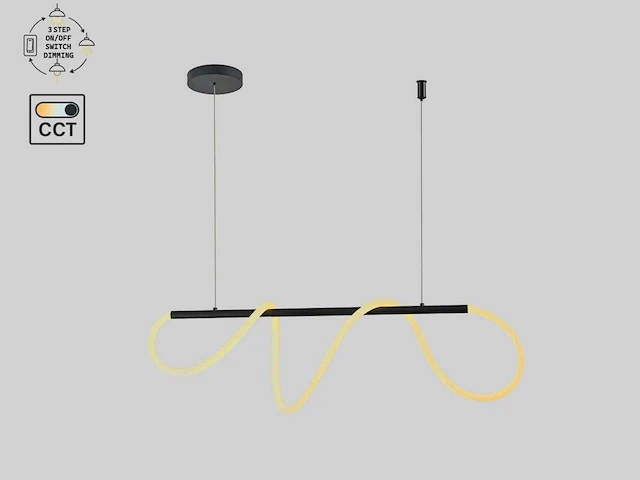 Edera design hanglamp zand zwart 110cm 40w led cct 3 kleur & 3 stappen dimmen(2x) - afbeelding 4 van  6