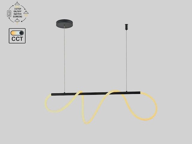 Edera hanglamp 60cm 40w led cct 3 kleur & 3 stappen dimmen(1x) - afbeelding 3 van  6