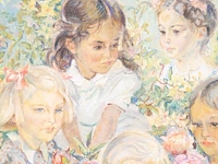 Edgard wiethase (1881-1965), portrait of 7 girls, 1953, oil on canvas 108 x 83 cm. (42.52 x 32.67 in.), frame: 125 x 100 cm. (49.21 x 39.36 in.) - afbeelding 5 van  7
