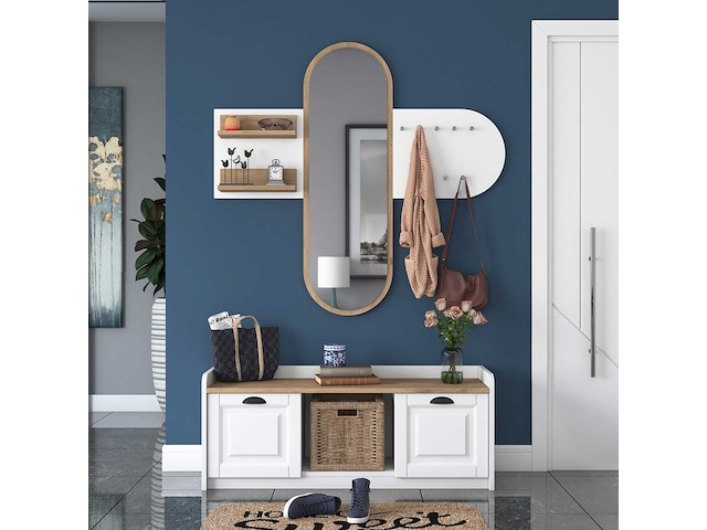 Ee101 kapstok | 100% melamine | wit, walnoot - afbeelding 2 van  7