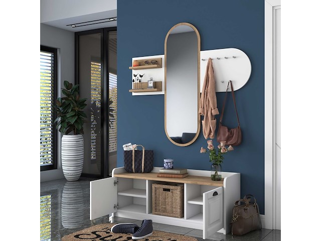 Ee101 kapstok | 100% melamine | wit, walnoot - afbeelding 4 van  7